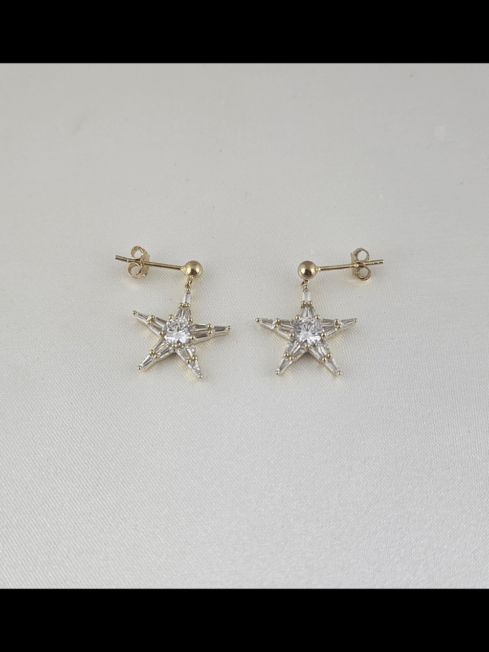 925 Sterling Silver Gold Plated Star Drop Earrings